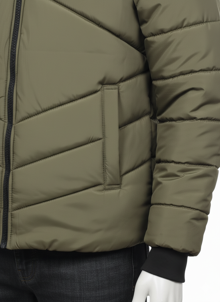 Men's Puffer Vest with Fur Hood and interior(Commander)