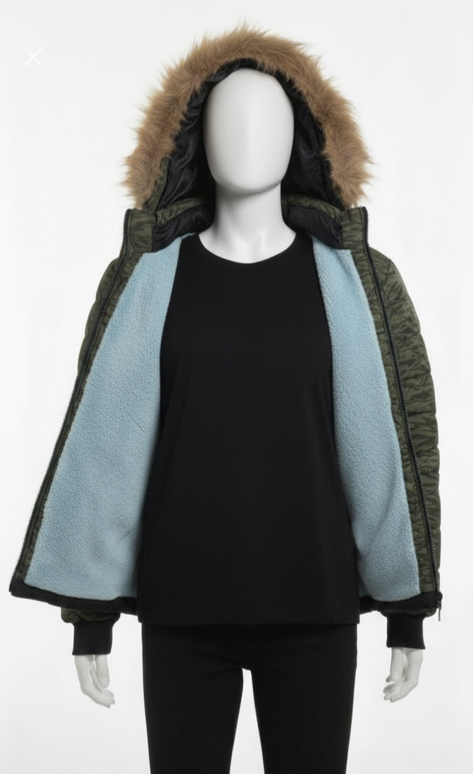 Men's Puffer Vest with Fur Hood and interior(Como)