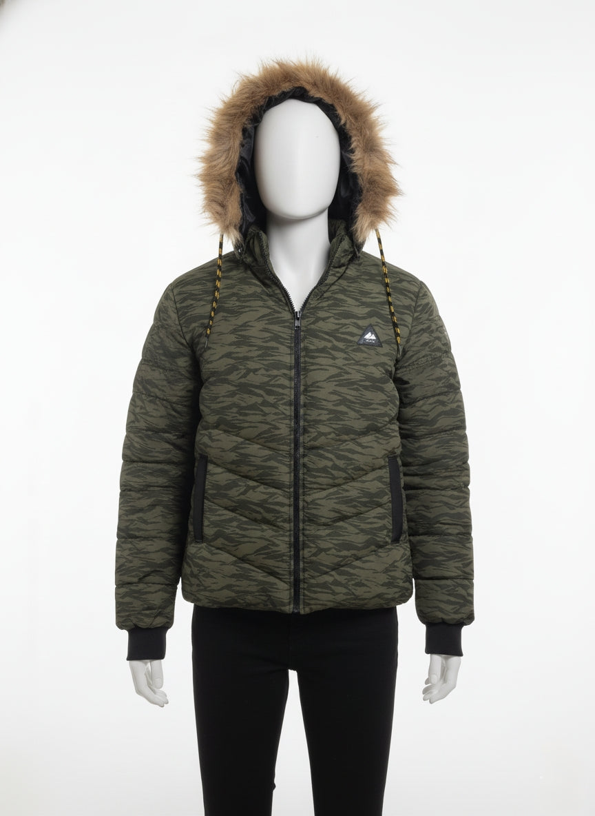 Men's Puffer Vest with Fur Hood and interior(Como)