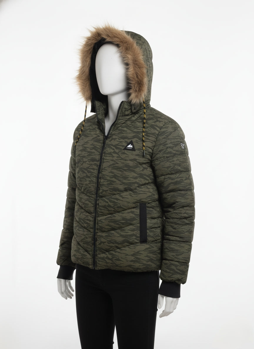 Men's Puffer Vest with Fur Hood and interior(Como)