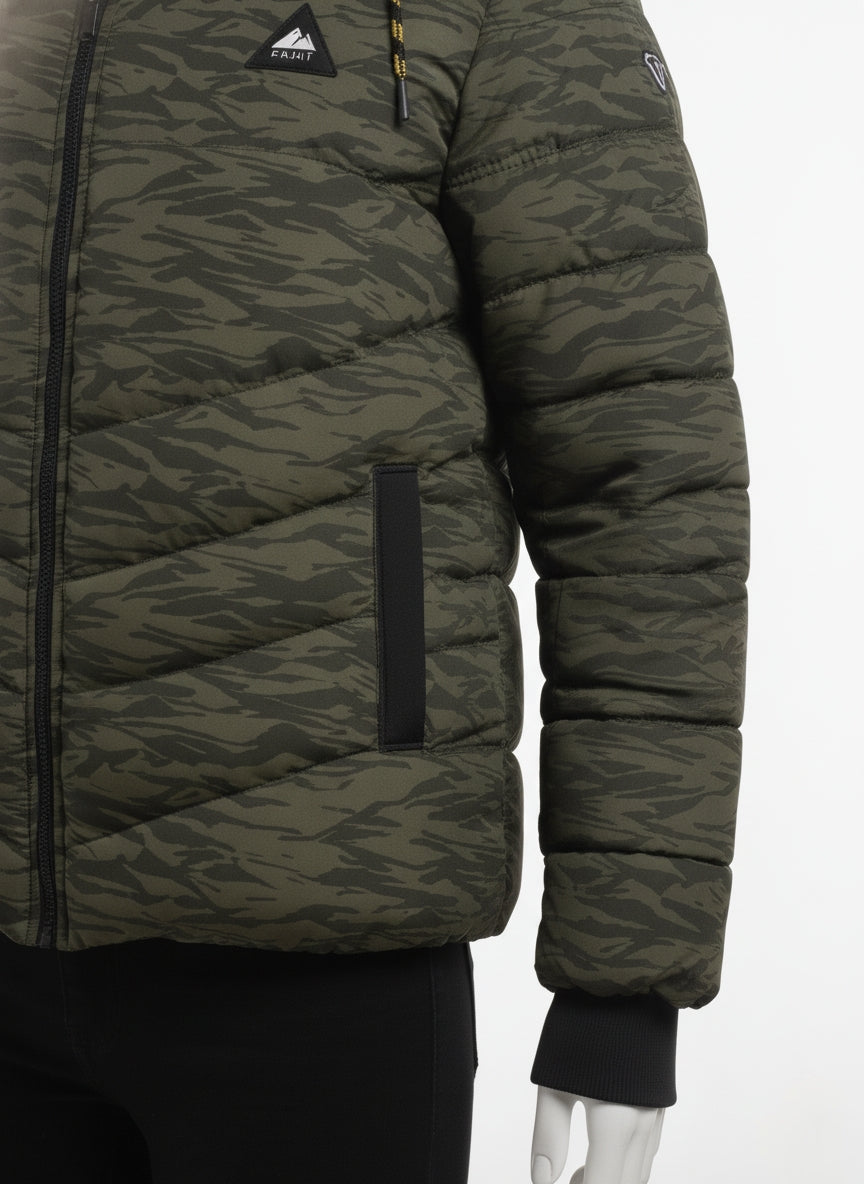 Men's Puffer Vest with Fur Hood and interior(Como)